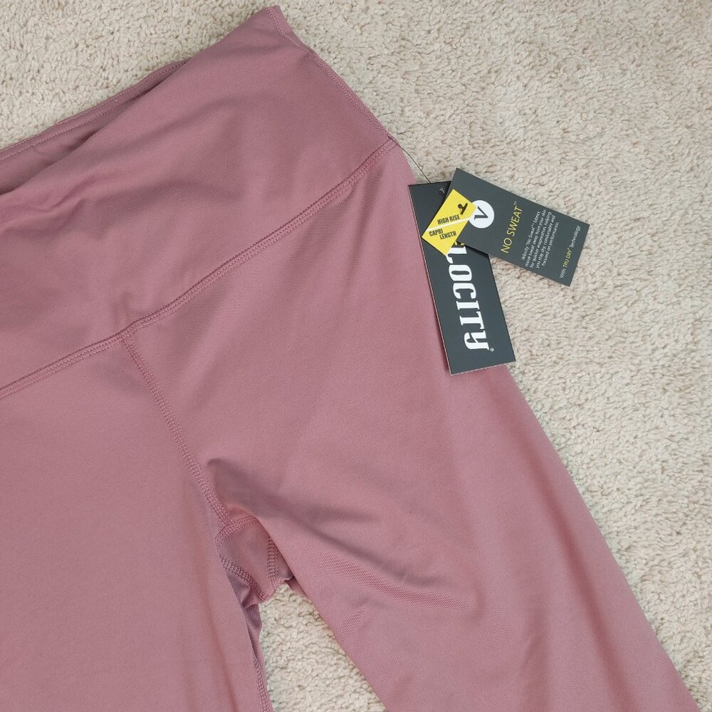 NWT Velocity Chocolate Plum Capri Leggings Tru Dry Gym Yoga Pants - Size Large - Picture 2 of 4